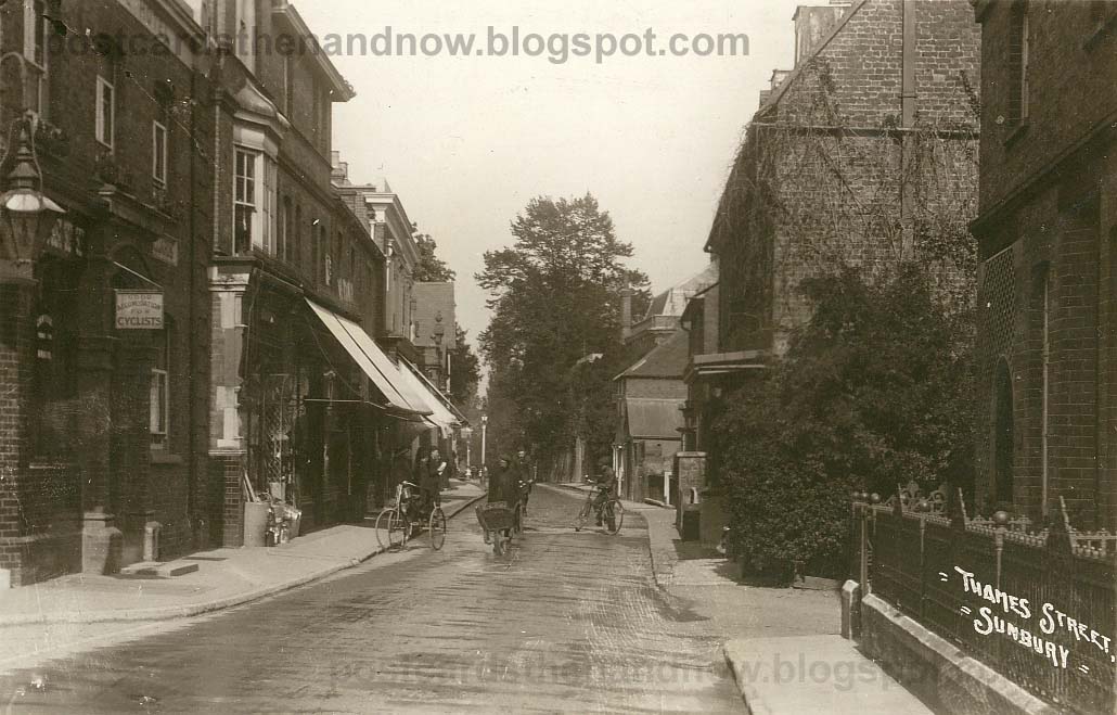Postcards Then and Now Sunbury, Middlesex, Thames Street, c1908