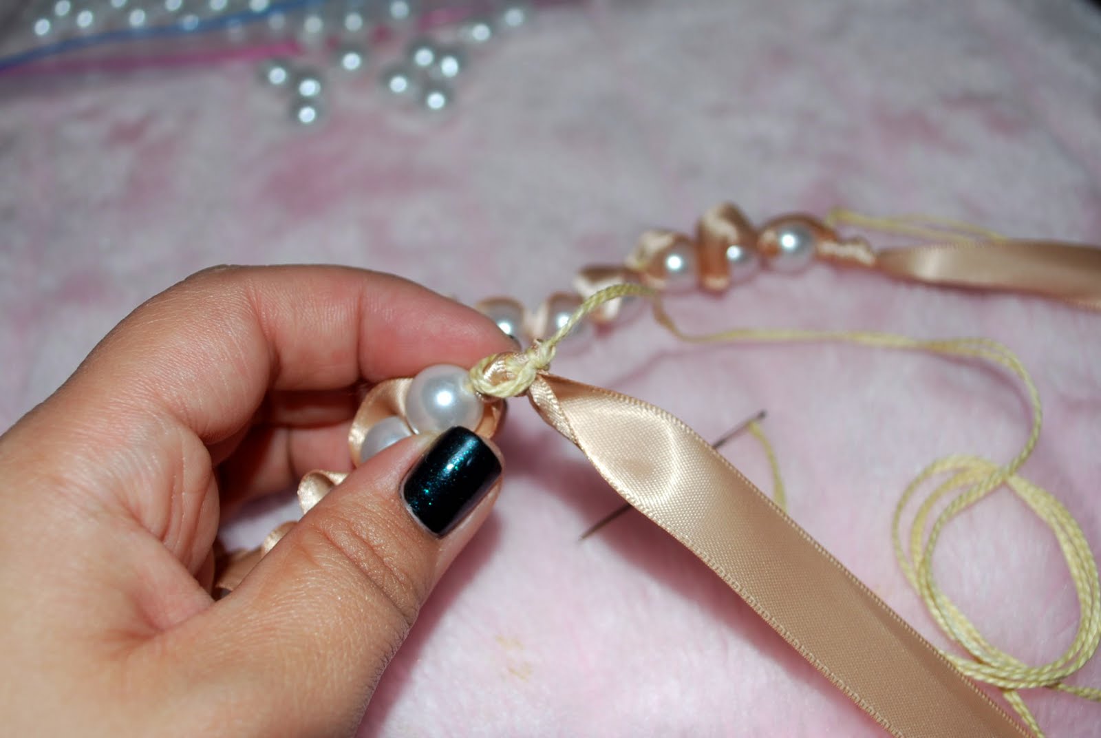 Heather Giustino Blog Ribbon and Pearl Necklace Tutorial