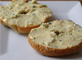Toasted bagel with Cashew Chive Cheese Spread