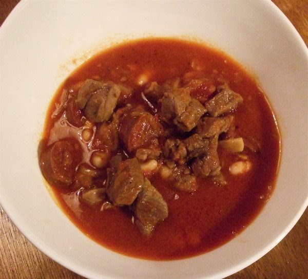 EAT.DRINK.THINK. The money shot Spanish Lamb and Chorizo Stew