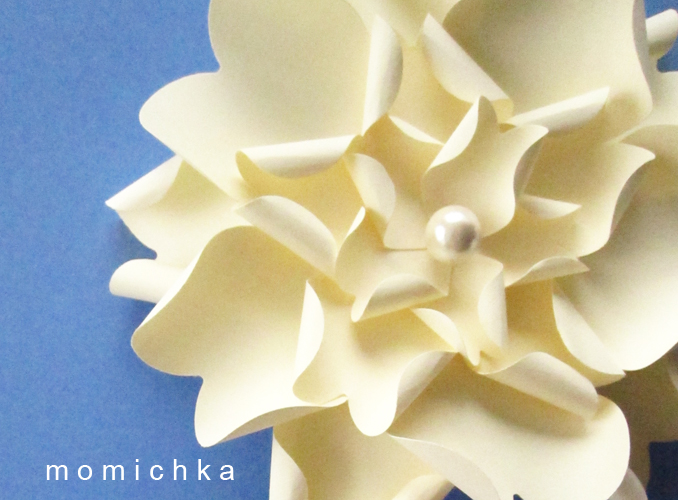 Momichka Cream Paper Flower with White Pearl Center