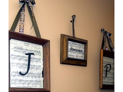 monkey+see+monkey+do+framed+monogram+sheet+music | Pottery Barn Inspired Lamp and Reusing Sheet Music! | 6 |