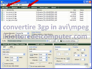 convertire video 3GP 3G2 in AVI MPEG