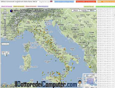 visualizzare terremoti in Italia in tempo reale