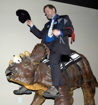 PZ Meyers Creozerg Creation atheist museum rides dinosaur