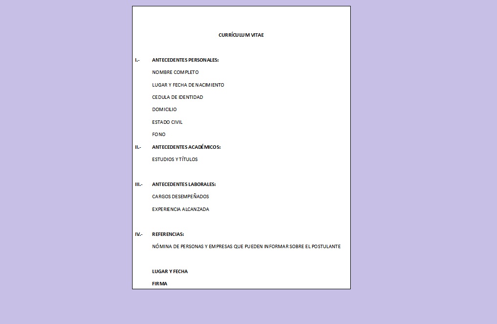 formato curriculum chile