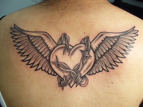heart and wings tattoo,
