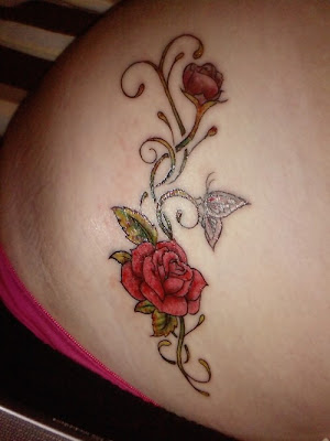 Rose Tattoo With Butterfly Tattoo