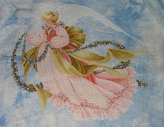 pink cross stitched angel