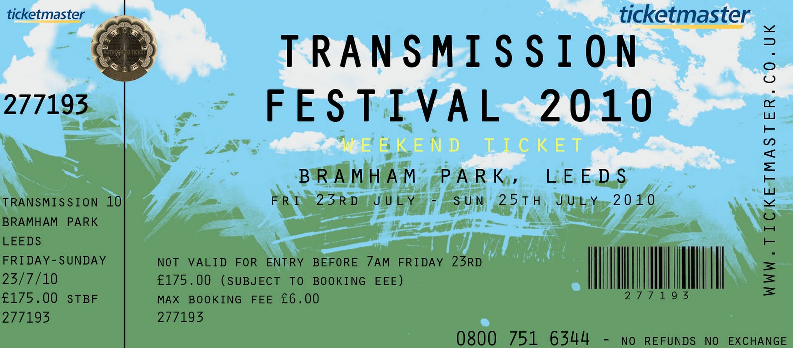 1068992885: Project 1 - Music festival ticket