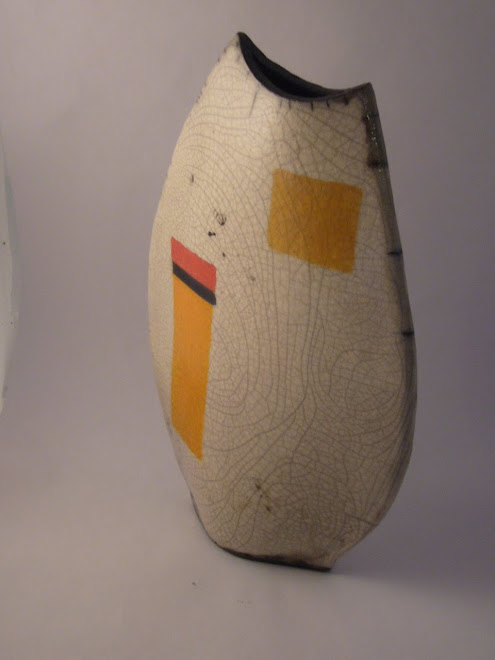 Large raku flounder vase