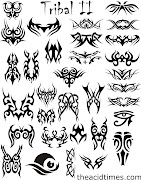 Aquí tenemos tres plantillas de tatuajes muy coloridos y en blanco y negro, . tribales 
