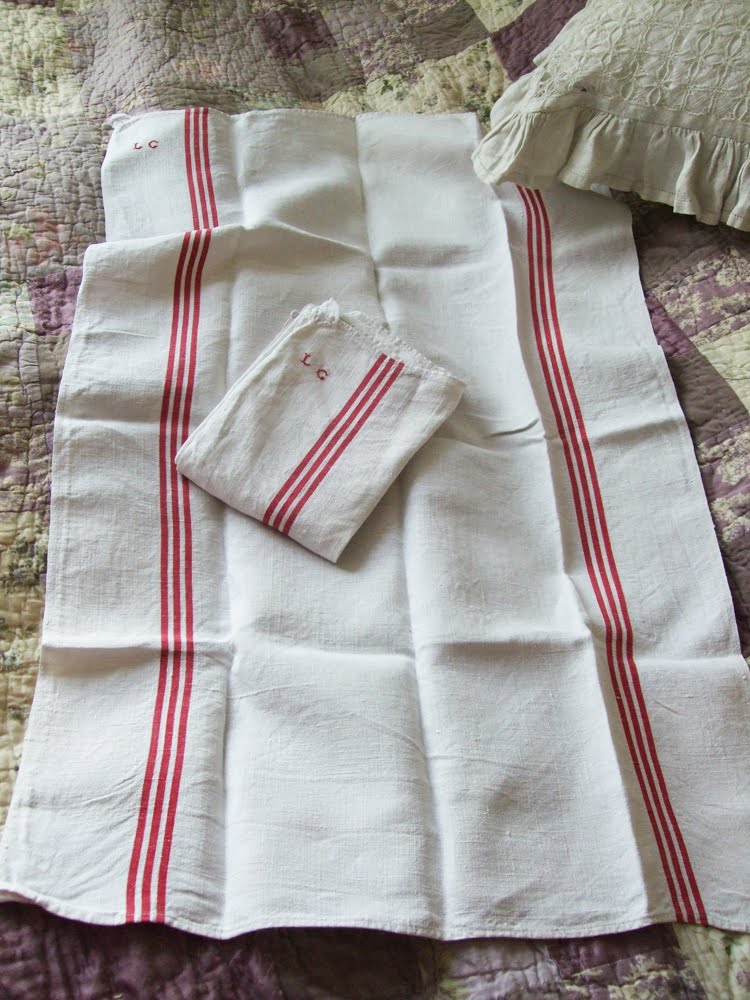 Lululiz in Vintageland Monogrammed Antique French Linen Towels