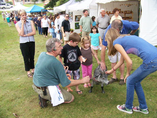 Everyone enjoyed petting the goat when she went for a walk around the grounds