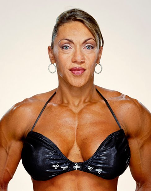 He strives and succeeds to show the vulnerable side of muscular women who