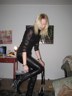 leather pants girl
