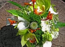 Handtied Bridal Bouquet Poppy pods, orchids, kangaroo paw