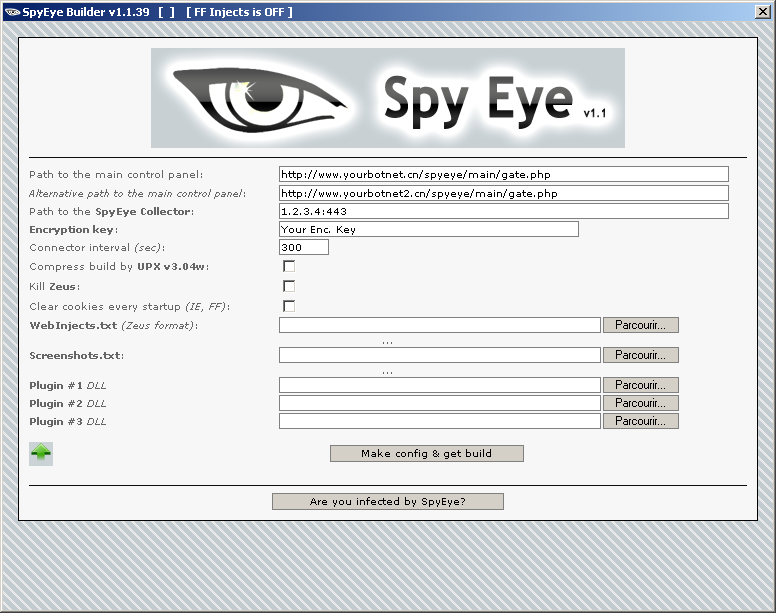 XyliBox: SpyEye Builder v1.1.39 (Botnet cracking session)
