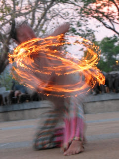 Fire dancing at Cape Phromthep