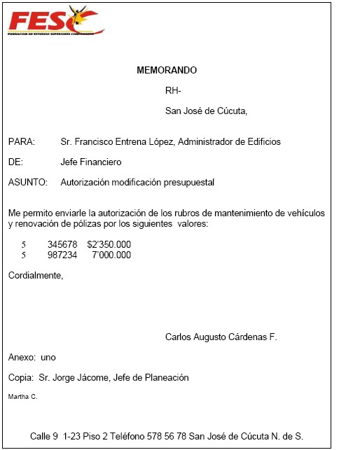 Ejemplo+De+Memorandum+Interno Cesar Augusto Wilches Lopez: DOCUMENTOS ADMINISTRATIVOS - MEMORANDO