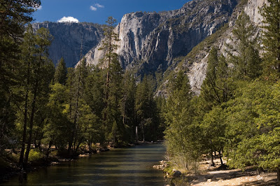 The Merced river running through the park