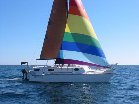 Sistership Corazón under sail, a Searunner 34 in Mexico