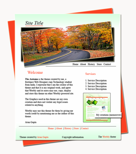 The Autumn- Website theme created by me for The Weebly theme design contest!