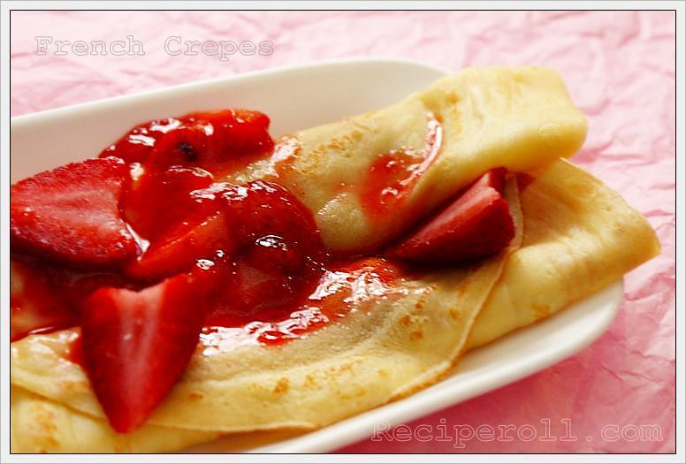 French Crepes With Strawberry Filling