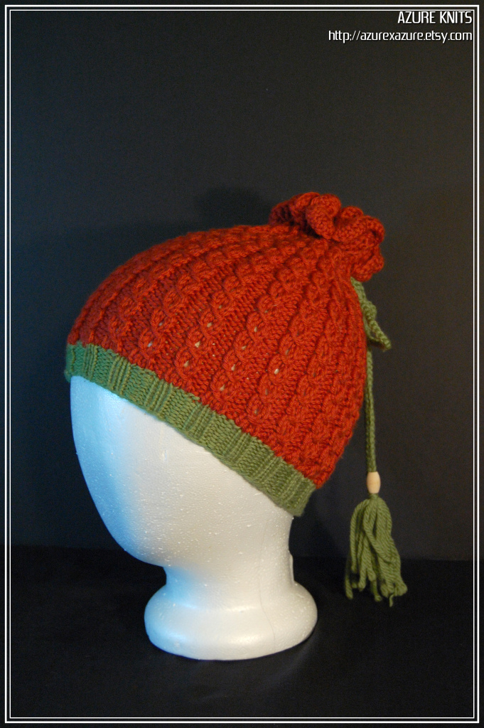 AZURE KNITS PATTERN Drawstring Hat and Neck Warmer 2009 2.50