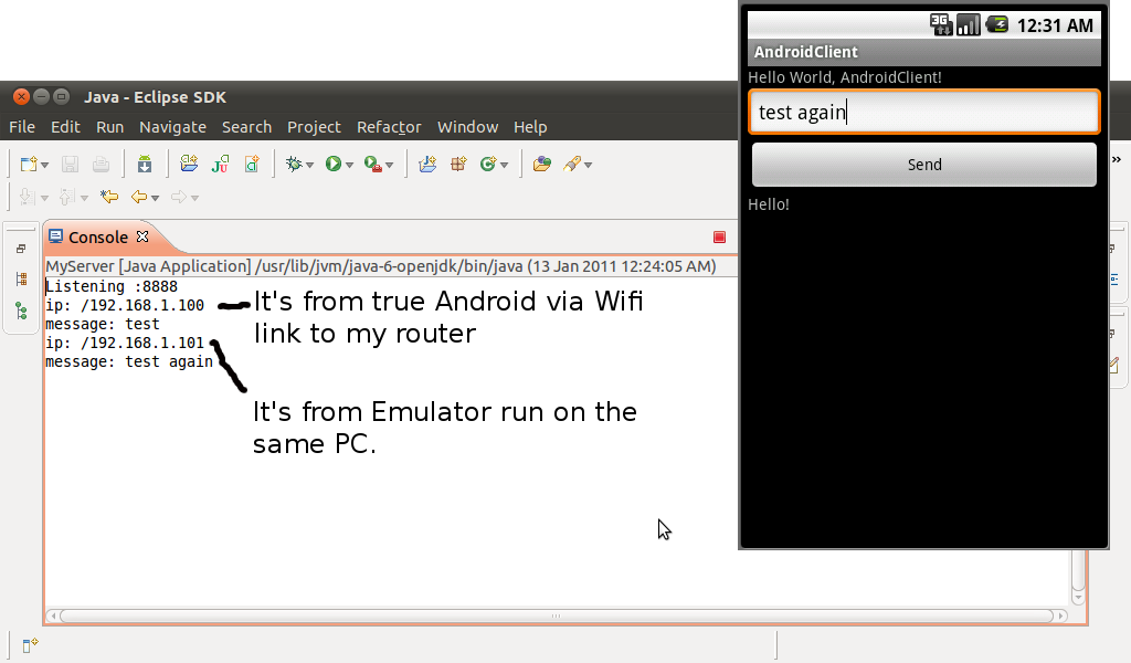 Androider Implement a simple Socket Server in Eclipse