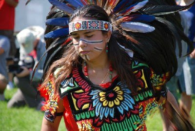 Aztec dancer, Immigrant Rights March, Denver