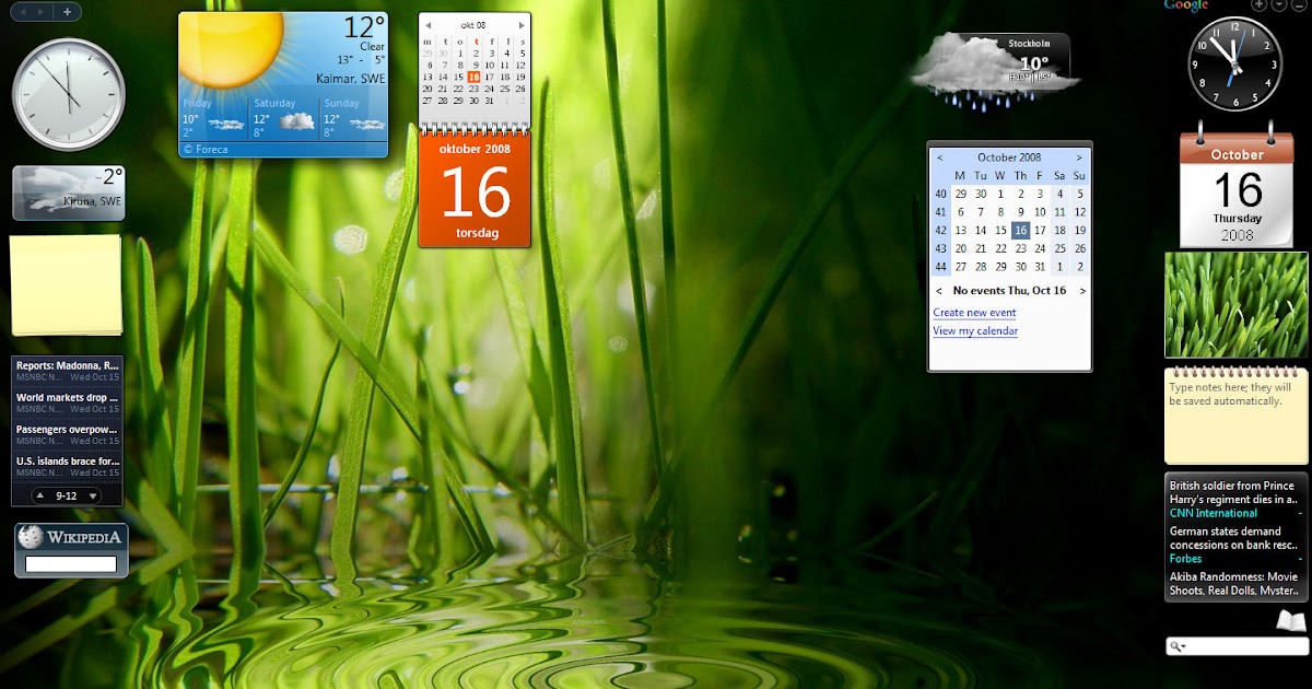 Developing with Google Desktop, Gadget API Google Desktop sidebar vs