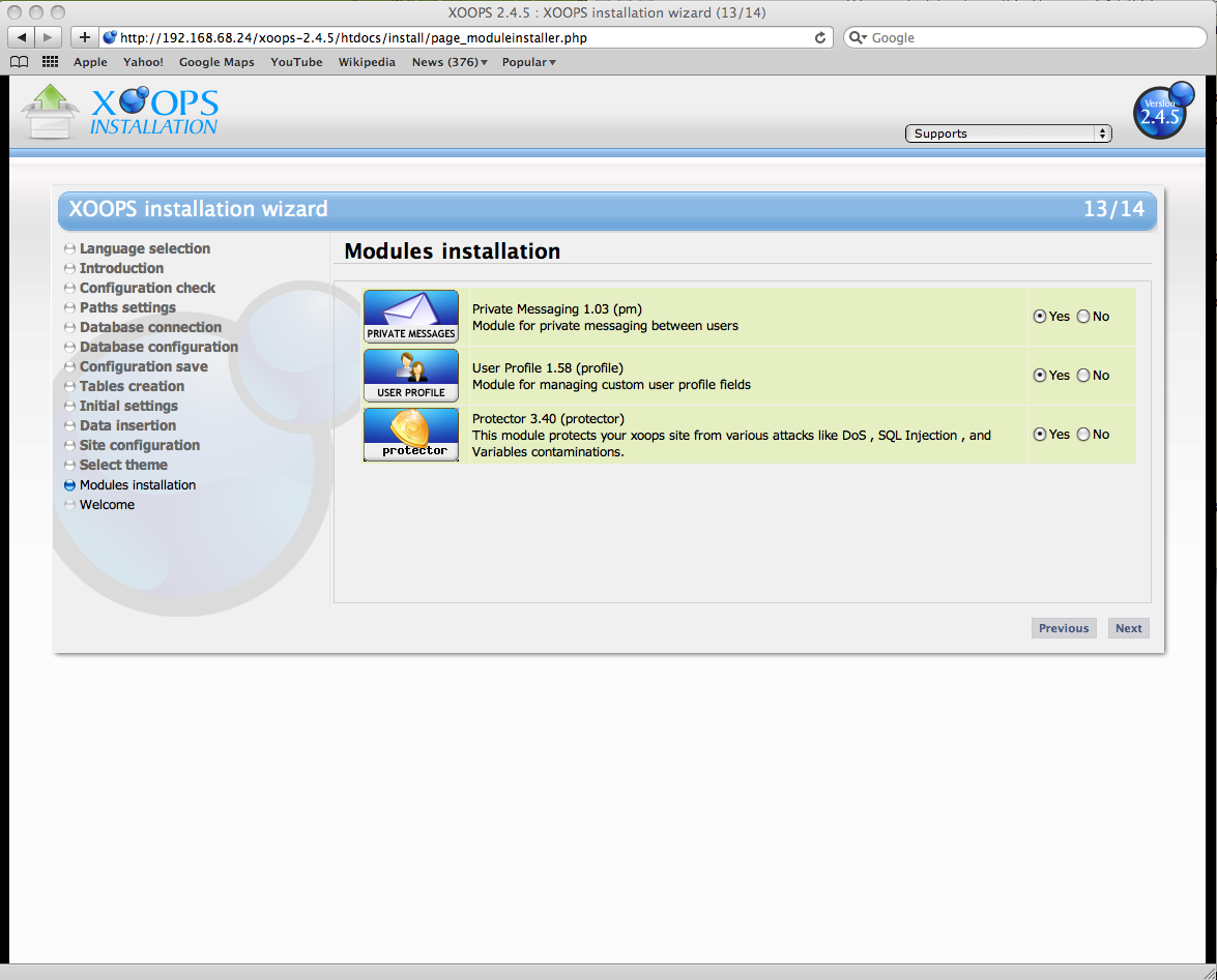 Xoops Installation on Cent OS/Fedora /RedHat with LAMP Yeswedeal