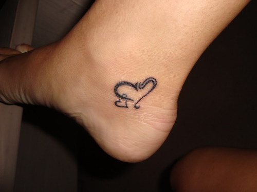 love heart Ankle Tattoo Designs For Girls