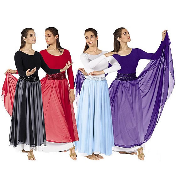 My Praise Dance Wear Single Overlay Elastic Waist Skirt