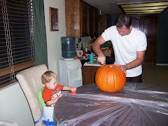 Carving our pumpkin