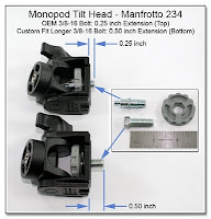 PJ1094: Monopod Tilt Head - Manfroto 234 OEM vs Custom Longer 3/8-16 Bolt
