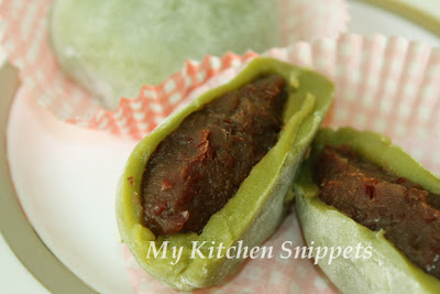 My Kitchen Snippets Green Tea Mochi With Azuki Bean Filling