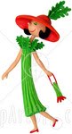 [12150-Clay-Sculpture-Of-Fashionable-Thin-Woman-Dressed-As-A-Stock-Of-Celery-And-Walking-With-Confidence-Clipart-Picture.jpg]