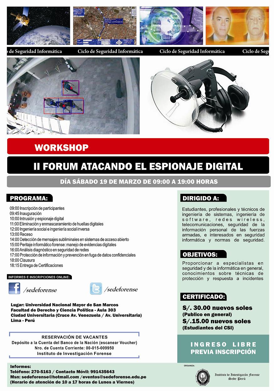 WORKSHOP II Forum Atacando el Espionaje Digital | La Mente Criminal