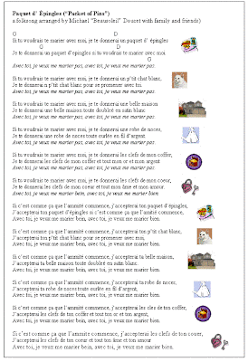 Saints And Spinners Song Of The Week Paquet D Épingles I E I M Sharing The French Lyrics With Chords Plus English Translation Ve Added Little Pictures Next To Verses Help You Keep Your Place