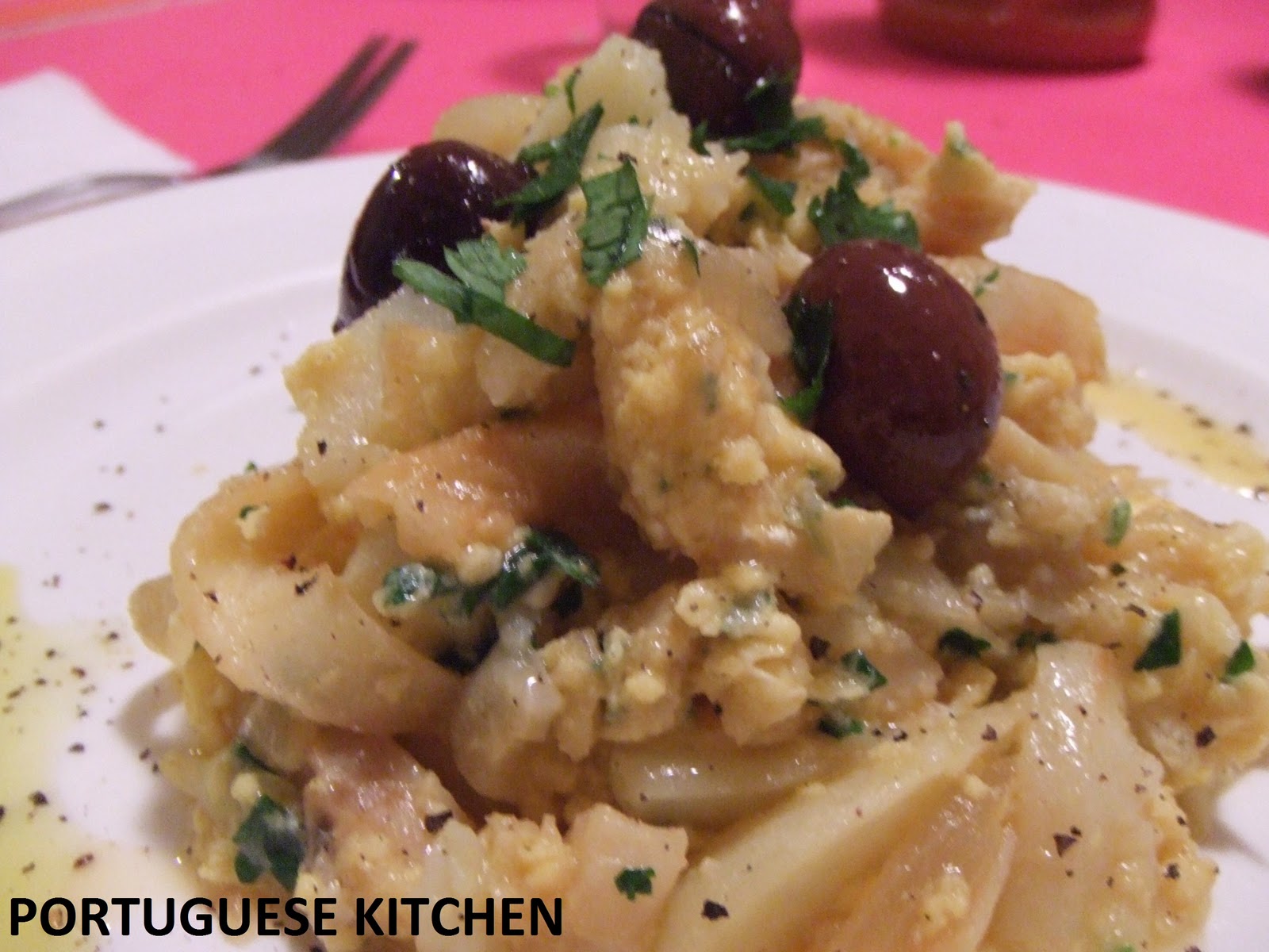 Portuguese Kitchen Dried Cod Fish with potatoes & eggs Bacalhau a Bras