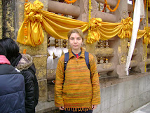 in fata Bodhy Tree, copacul unde s-a iluminat Buddha, Bodhgaya, India