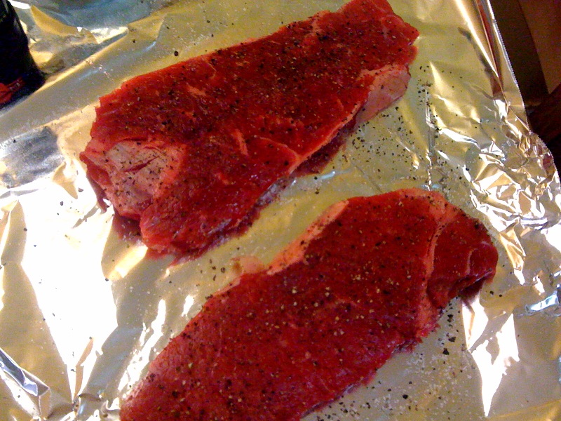 cookng Pan Fried Strip Steak Dinner