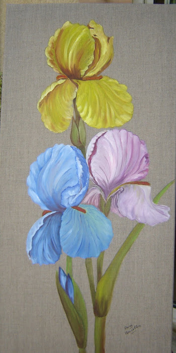 Iris sur toile de lin 4080