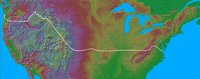 Topographical Map of the TransAmerica Trail