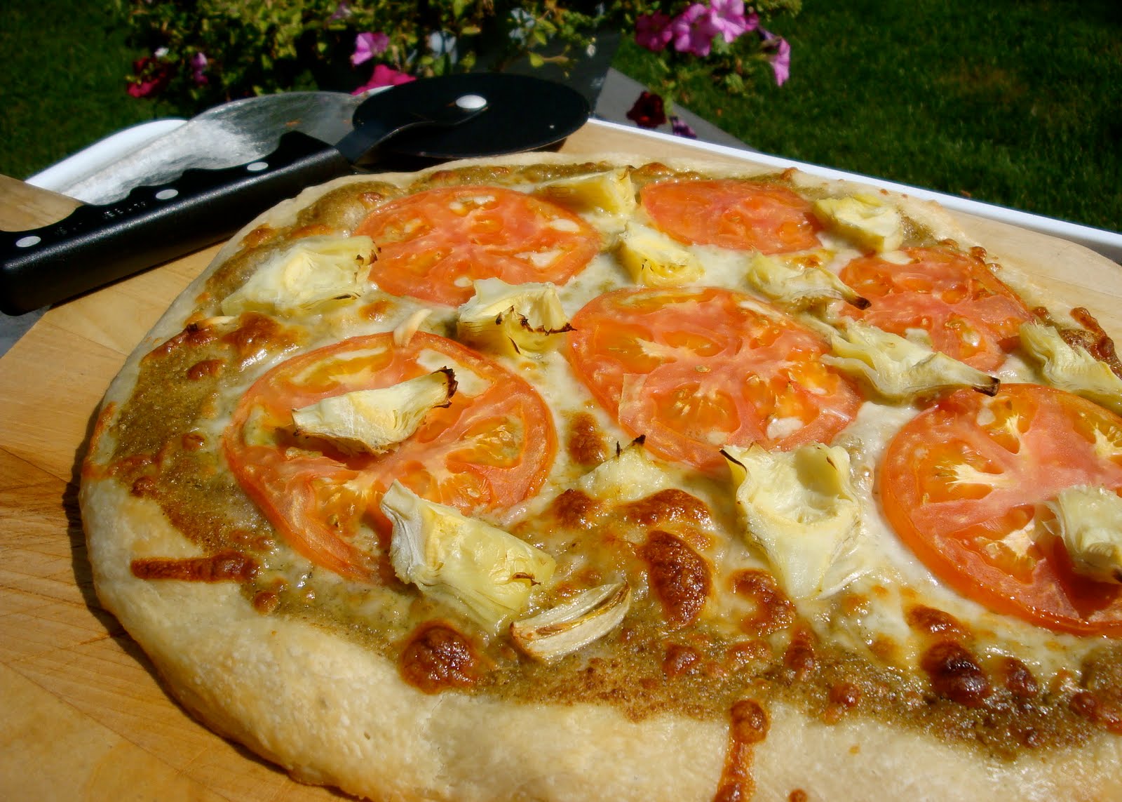 Cook. Eat. Enjoy. Repeat. Artichoke Heart Pizza with Pesto