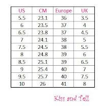 Shoe Chart