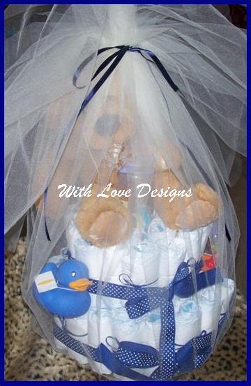 Little Bear Blue Diaper Cake