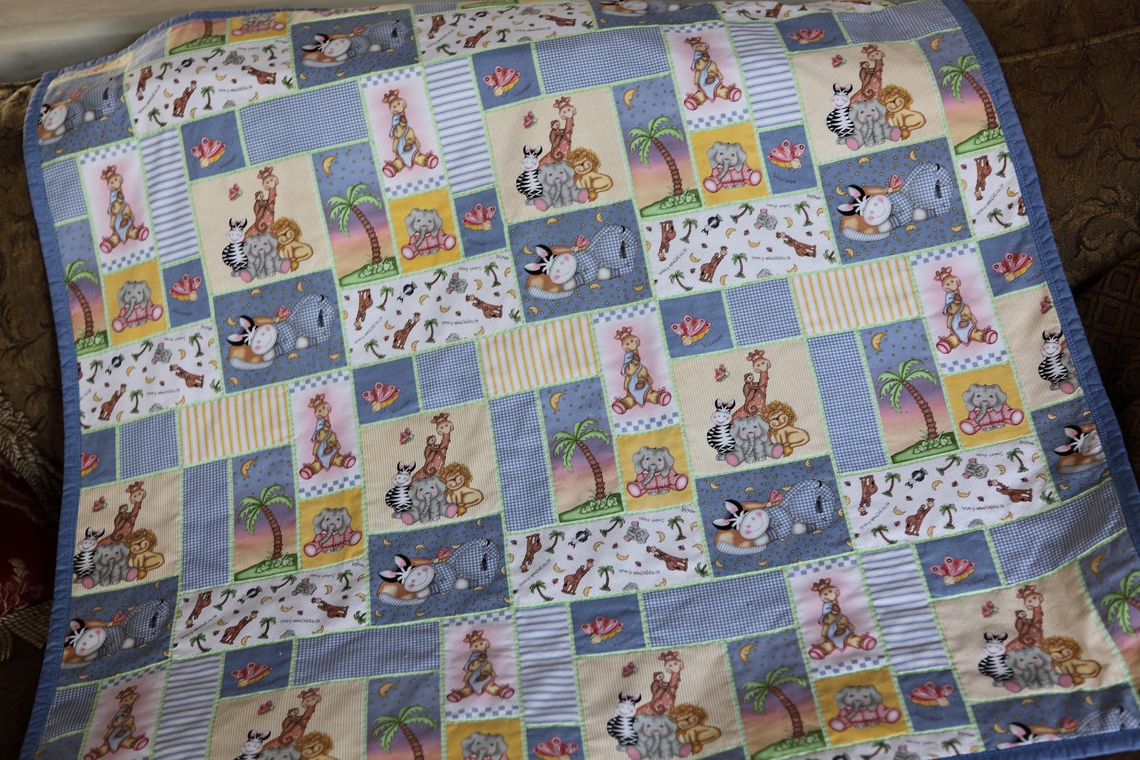 Sweet Petal Stitchery: Blue Baby Zoo Animal Quilt